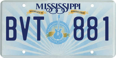 MS license plate BVT881
