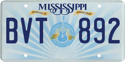 MS license plate BVT892