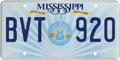 MS license plate BVT920