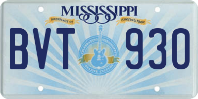 MS license plate BVT930
