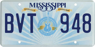 MS license plate BVT948
