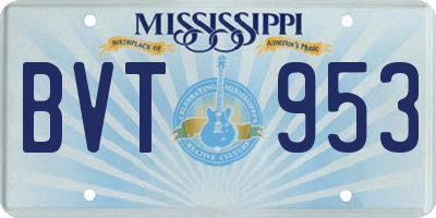 MS license plate BVT953