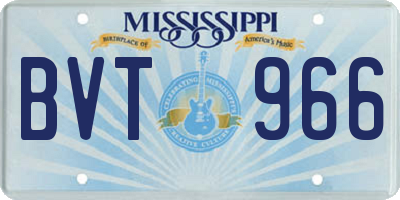MS license plate BVT966