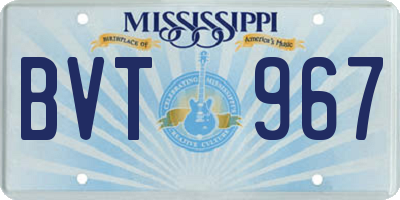 MS license plate BVT967