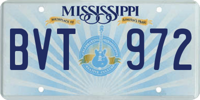 MS license plate BVT972