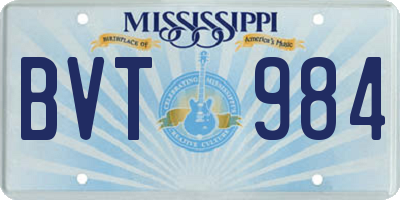 MS license plate BVT984