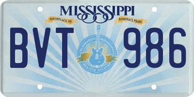 MS license plate BVT986