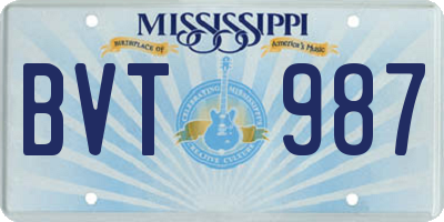 MS license plate BVT987