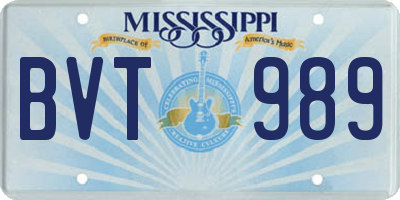 MS license plate BVT989