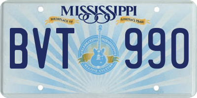MS license plate BVT990