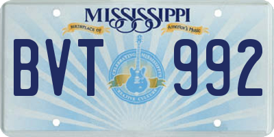 MS license plate BVT992