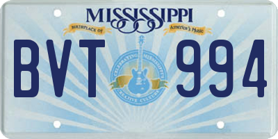 MS license plate BVT994
