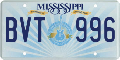 MS license plate BVT996