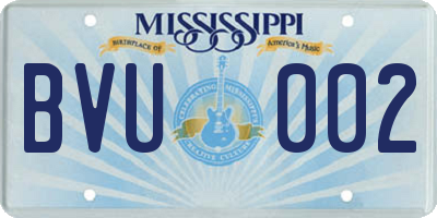 MS license plate BVU002