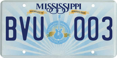 MS license plate BVU003