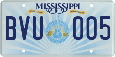 MS license plate BVU005