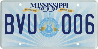 MS license plate BVU006