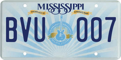 MS license plate BVU007