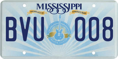MS license plate BVU008
