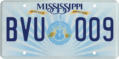 MS license plate BVU009