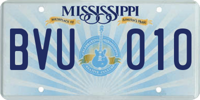 MS license plate BVU010