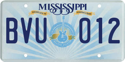 MS license plate BVU012