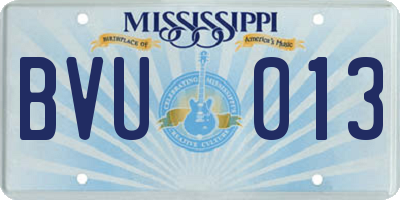 MS license plate BVU013