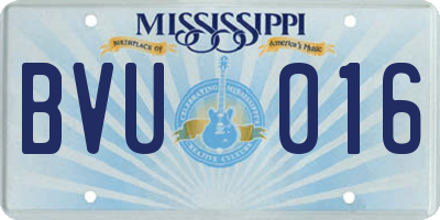 MS license plate BVU016