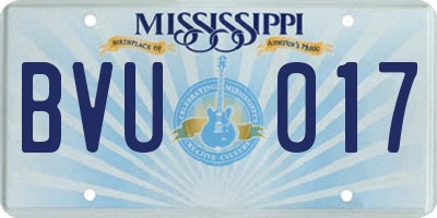 MS license plate BVU017