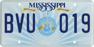 MS license plate BVU019