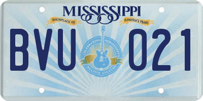 MS license plate BVU021
