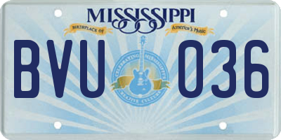 MS license plate BVU036