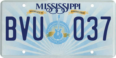 MS license plate BVU037