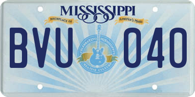 MS license plate BVU040