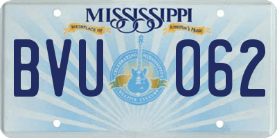 MS license plate BVU062