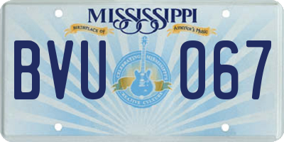 MS license plate BVU067