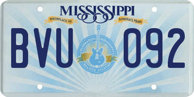 MS license plate BVU092