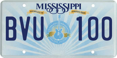 MS license plate BVU100