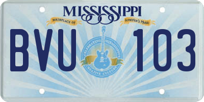 MS license plate BVU103