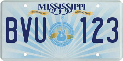 MS license plate BVU123