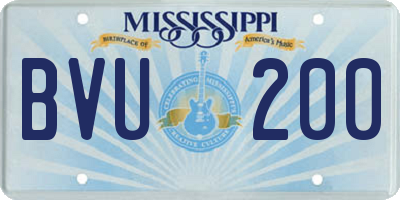 MS license plate BVU200