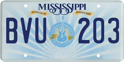 MS license plate BVU203