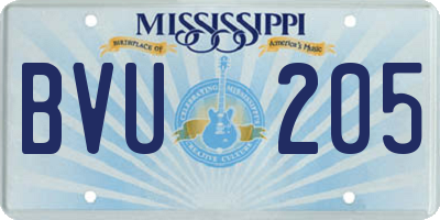 MS license plate BVU205