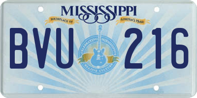 MS license plate BVU216