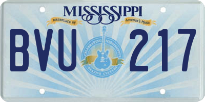 MS license plate BVU217