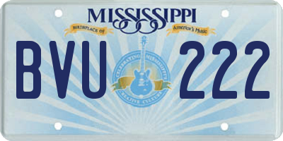 MS license plate BVU222