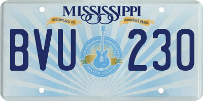 MS license plate BVU230