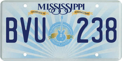 MS license plate BVU238