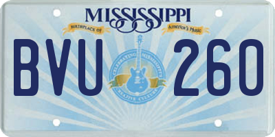 MS license plate BVU260