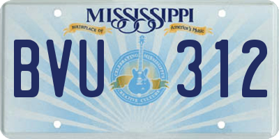 MS license plate BVU312